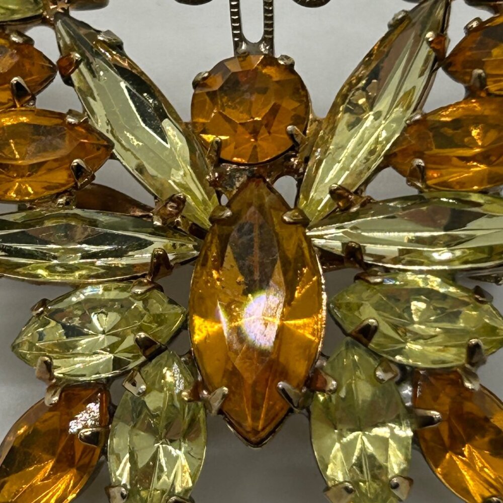 Vintage Juliana Butterfly Brooch D&E Citrine Topaz Rhinestone Gold Tone 1350 - Picture 9 of 11